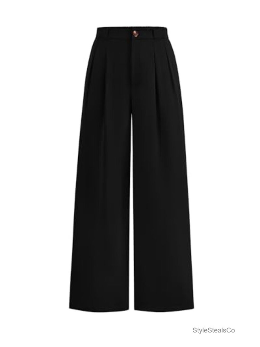 Wide Leg High Waisted Dress Pants Button Front Pleated Trousers